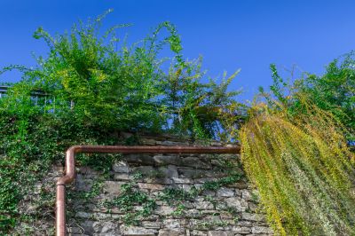 Copper Gutter with Decorative Brackets